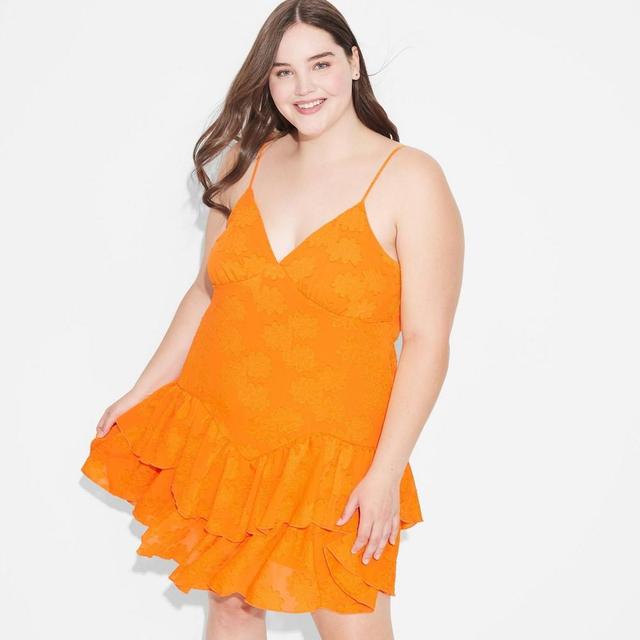 Womens Game Day Ruffle Mini Skater Dress - Wild Fable Orange 2X Product Image