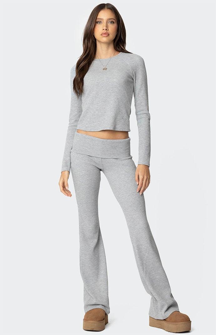 Edikted Womens Sab Fold Over Waffle Knit Pants Product Image