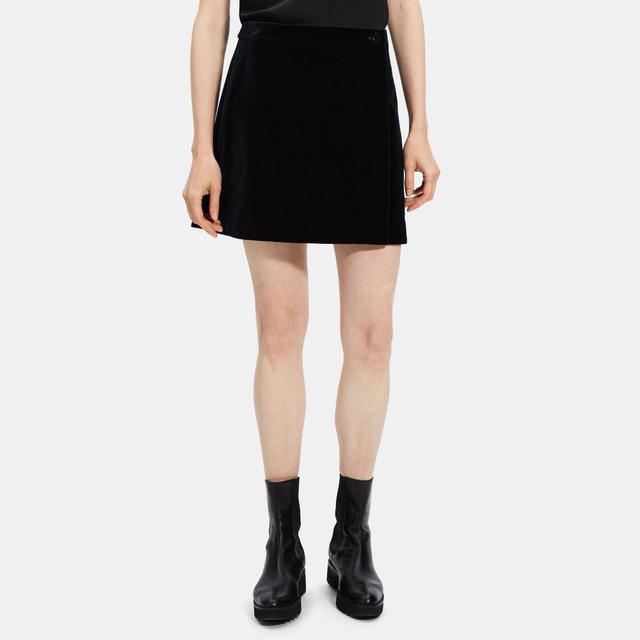 Stretch Velvet Wrap Mini Skirt | Theory Outlet Product Image