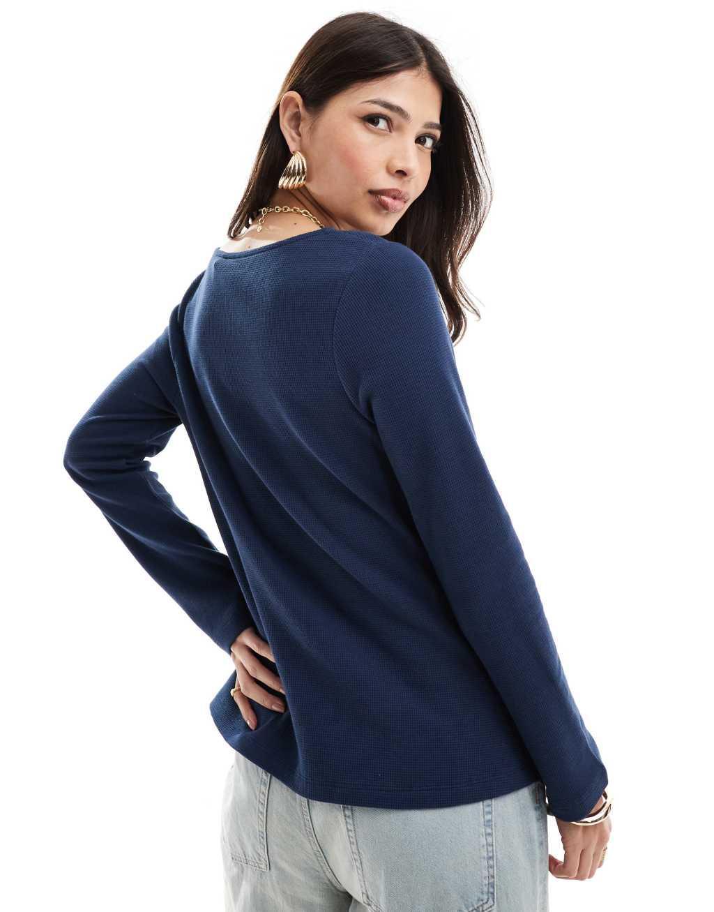 ASOS DESIGN tie front cardigan in navy Product Image