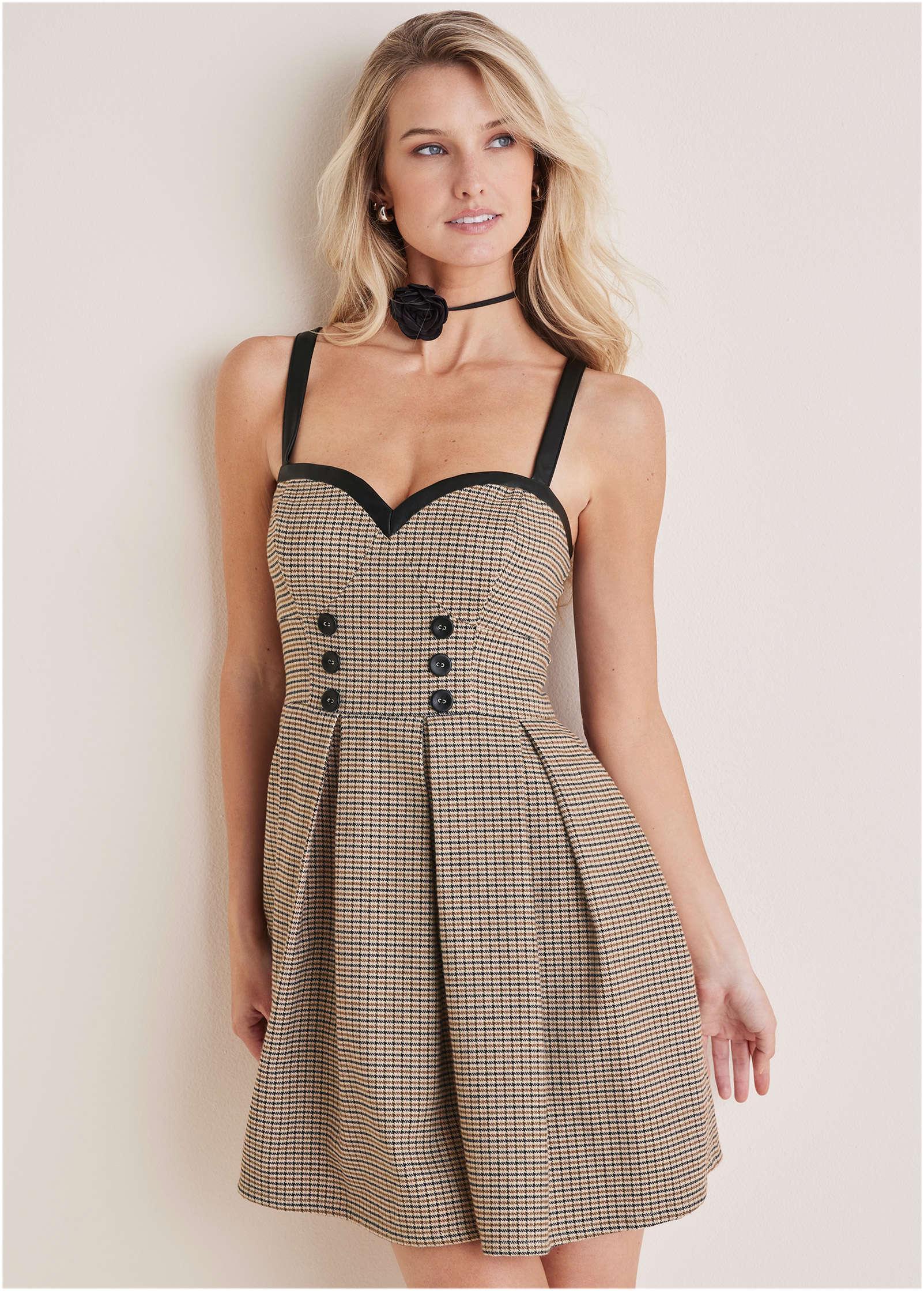 Plaid Mini Dress - Cream Multi Product Image