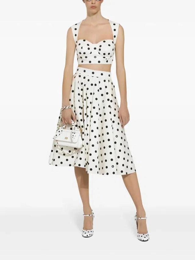 Polka Dot Cotton Bustier Top With In White Product Image