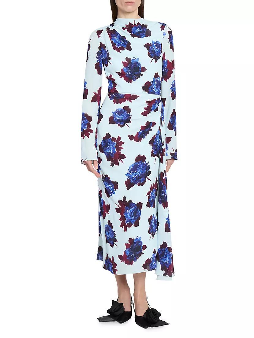 Floral Draped Midi-Dress Product Image