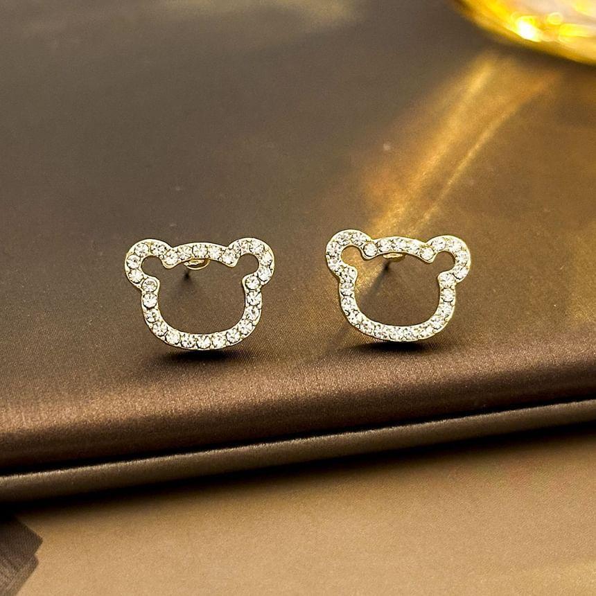 Rhinestone Bear Stud Earring Product Image