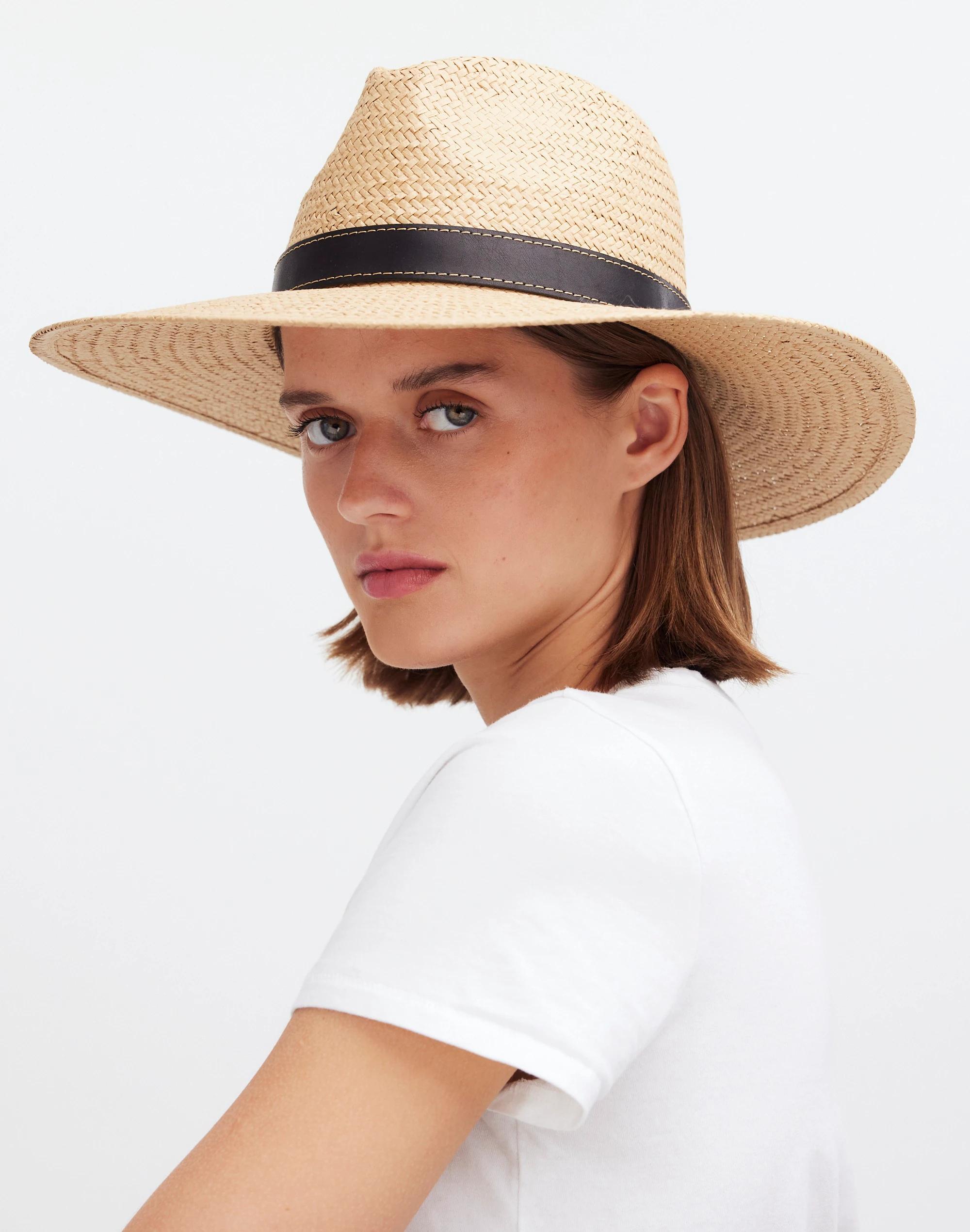 Wide-Brim Straw Fedora Hat product image