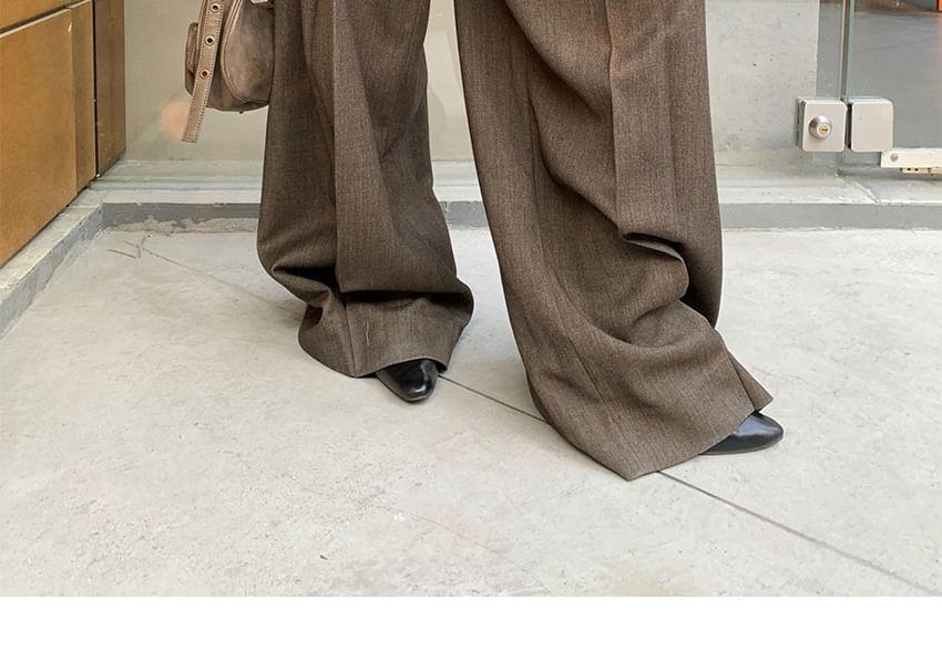 Mid Waist Plain Wide Leg Dress Pants Product Image