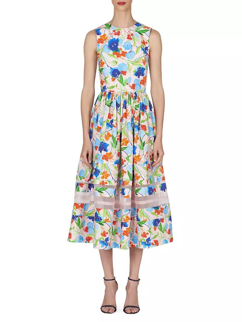 Floral Sleeveless A-Line Midi-Dress Product Image