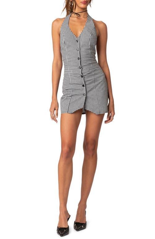 EDIKTED Narissa Gingham Halter Minidress Product Image