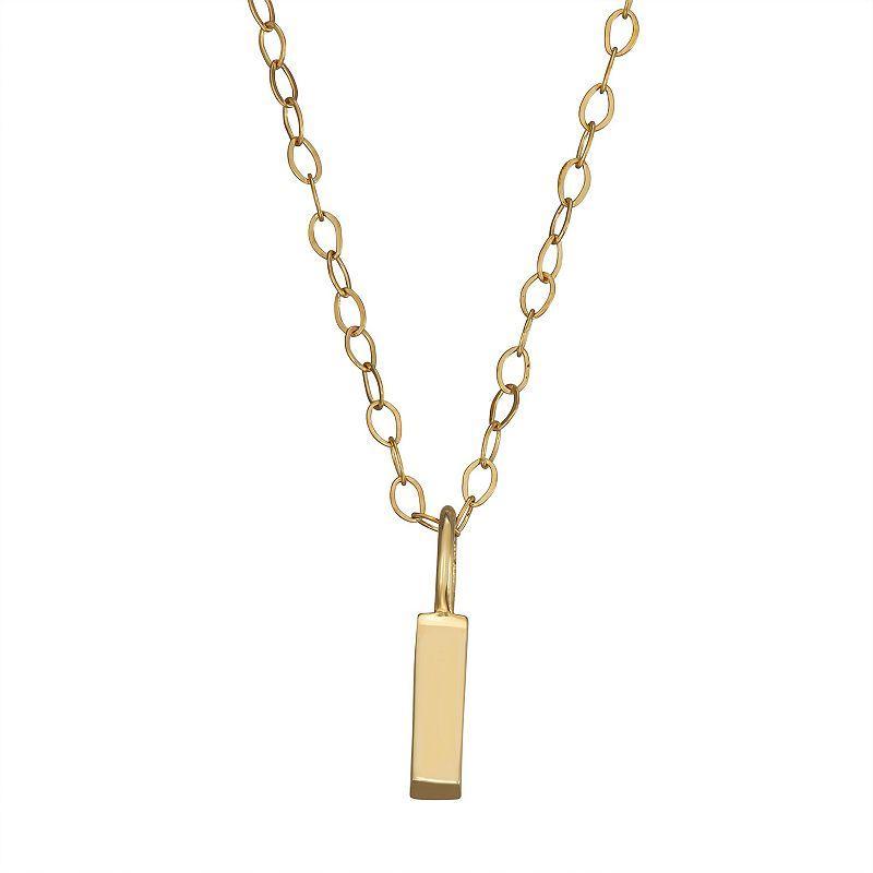 10K Gold Initial Pendant on 14K Gold Filled Chain, Womens Product Image