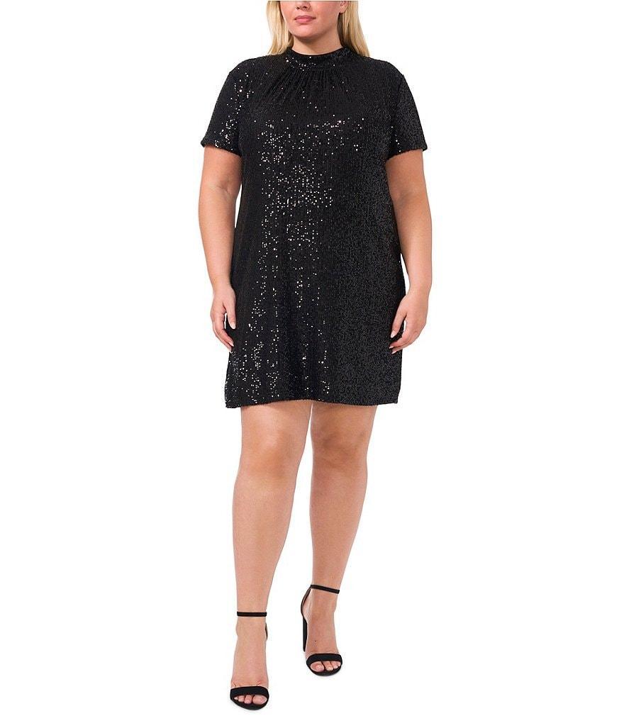 CeCe Plus Size Mock Neck Sequin Bow Dress product image