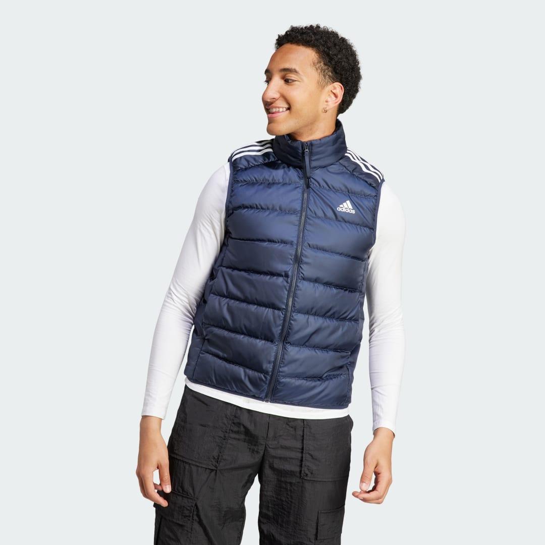 adidas Essentials 3-Stripes Light Down Vest Black 2XL Mens Product Image