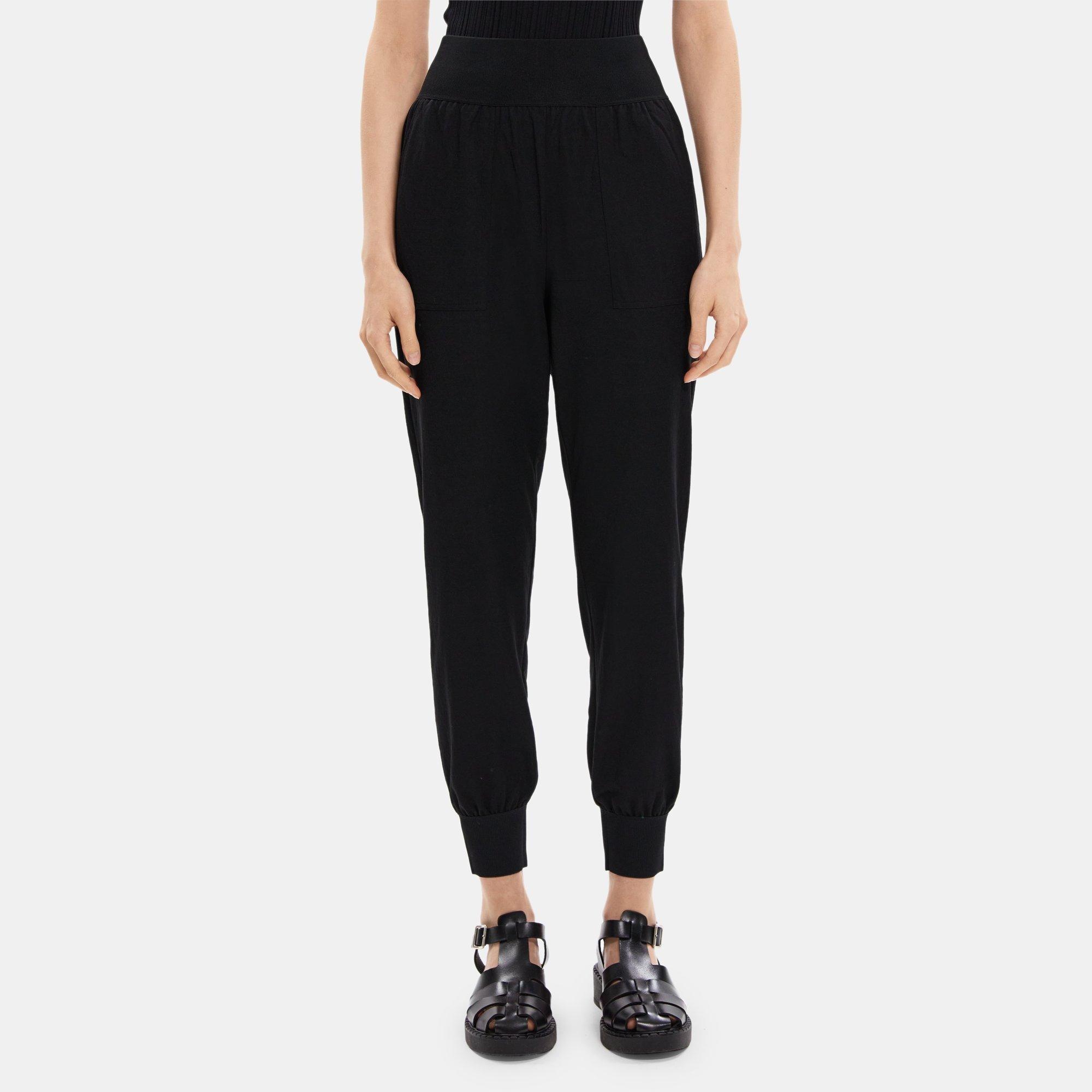 Viscose-Blend Piqué Cropped Jogger Pant | Theory Outlet product image