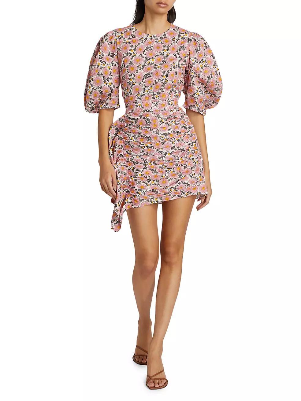 Pia Floral Cotton Balloon-Sleeve Minidress Product Image