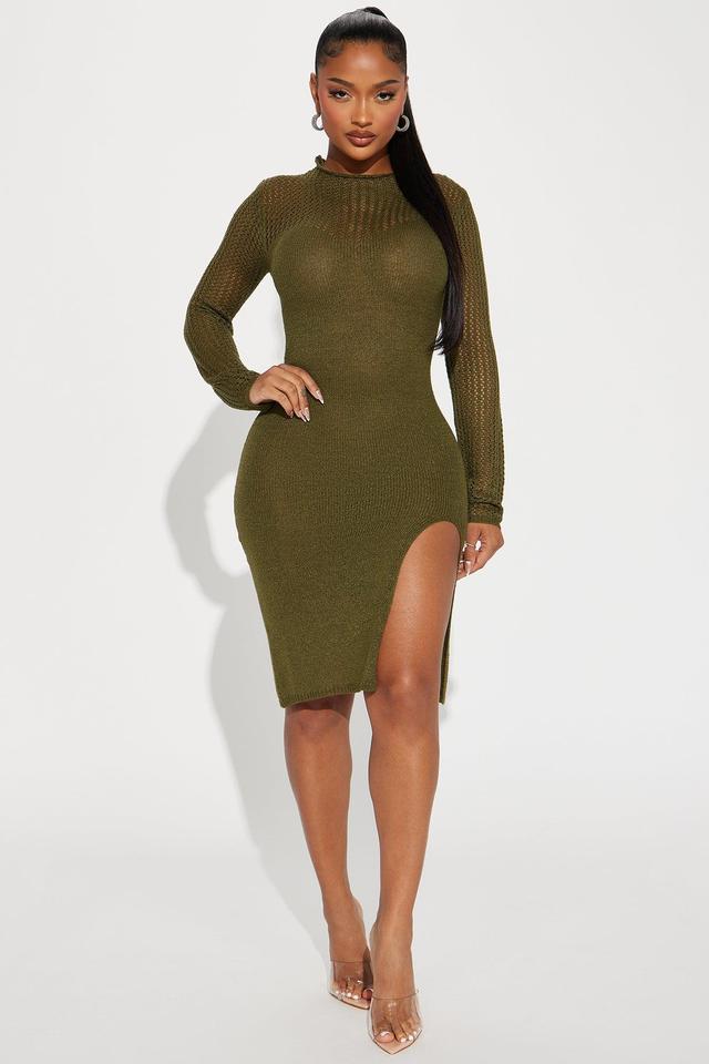 Cora Sweater Midi Dress - Olive Product Image