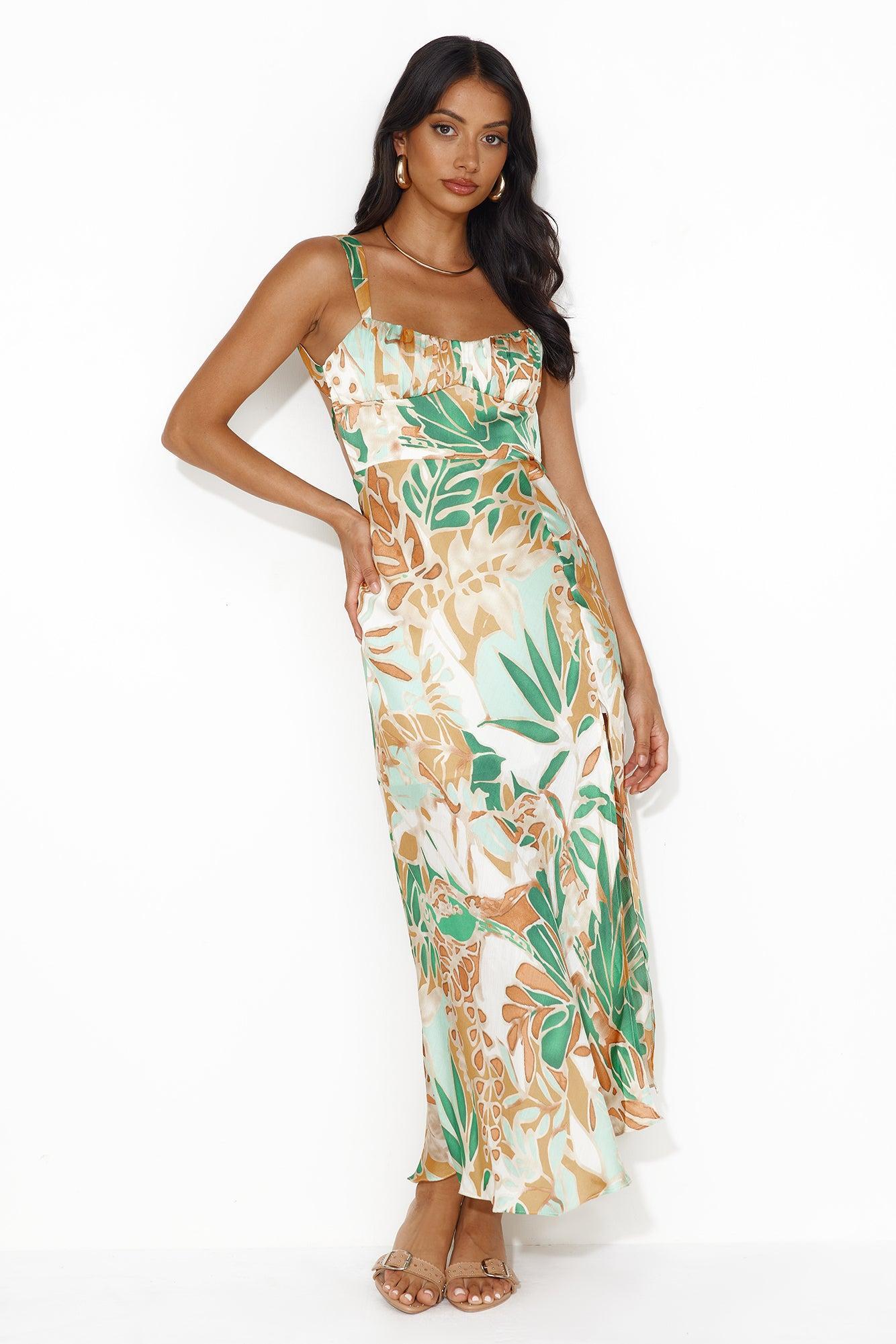 Season Of Flings Maxi Dress Green Product Image