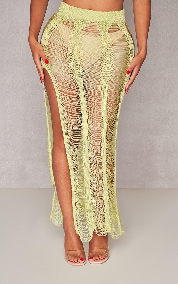 Shape Lime Knit Ladder Maxi Skirt Product Image