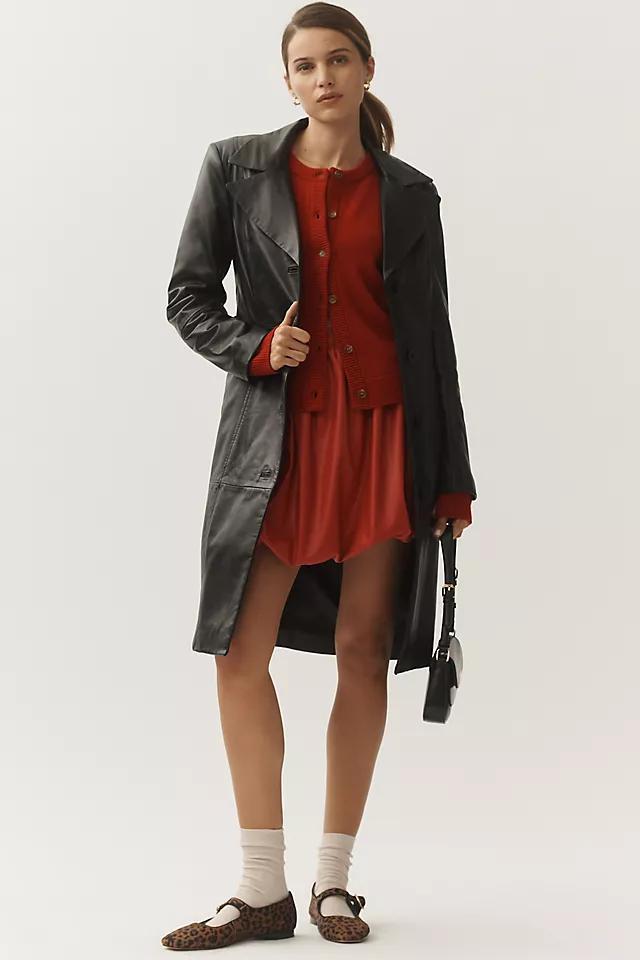 Badgley Mischka Yuna Single Breasted Leather Trench Coat Product Image