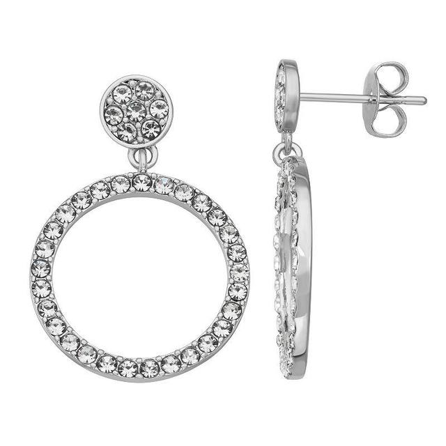 Chrystina Crystal Open Circle Dangle Earrings, Womens, Silver Tone White Product Image