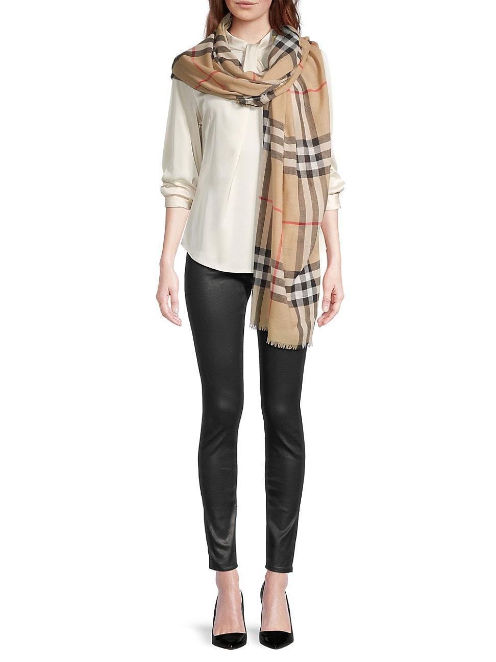 Womens Check Wool Scarf Product Image