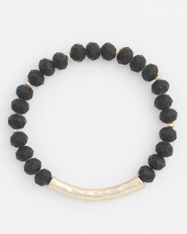 Gold Tone Bar Stretch Bracelet   Chico's - Black - Women Product Image