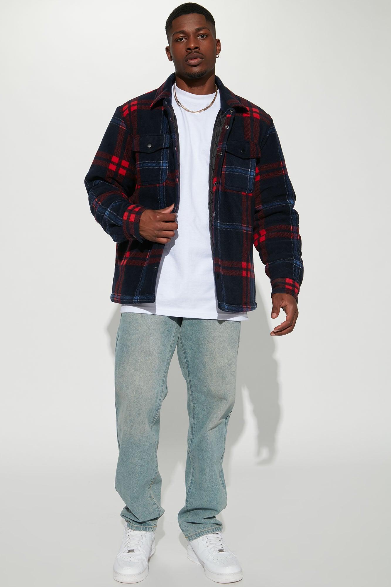 New Look Flannel Shacket - Navy/Red Product Image