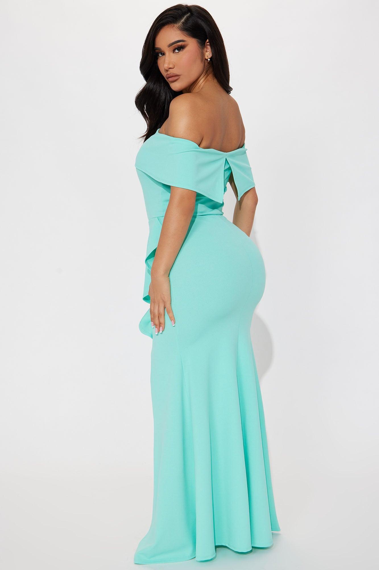 Nicole Off Shoulder Maxi Dress - Mint Product Image