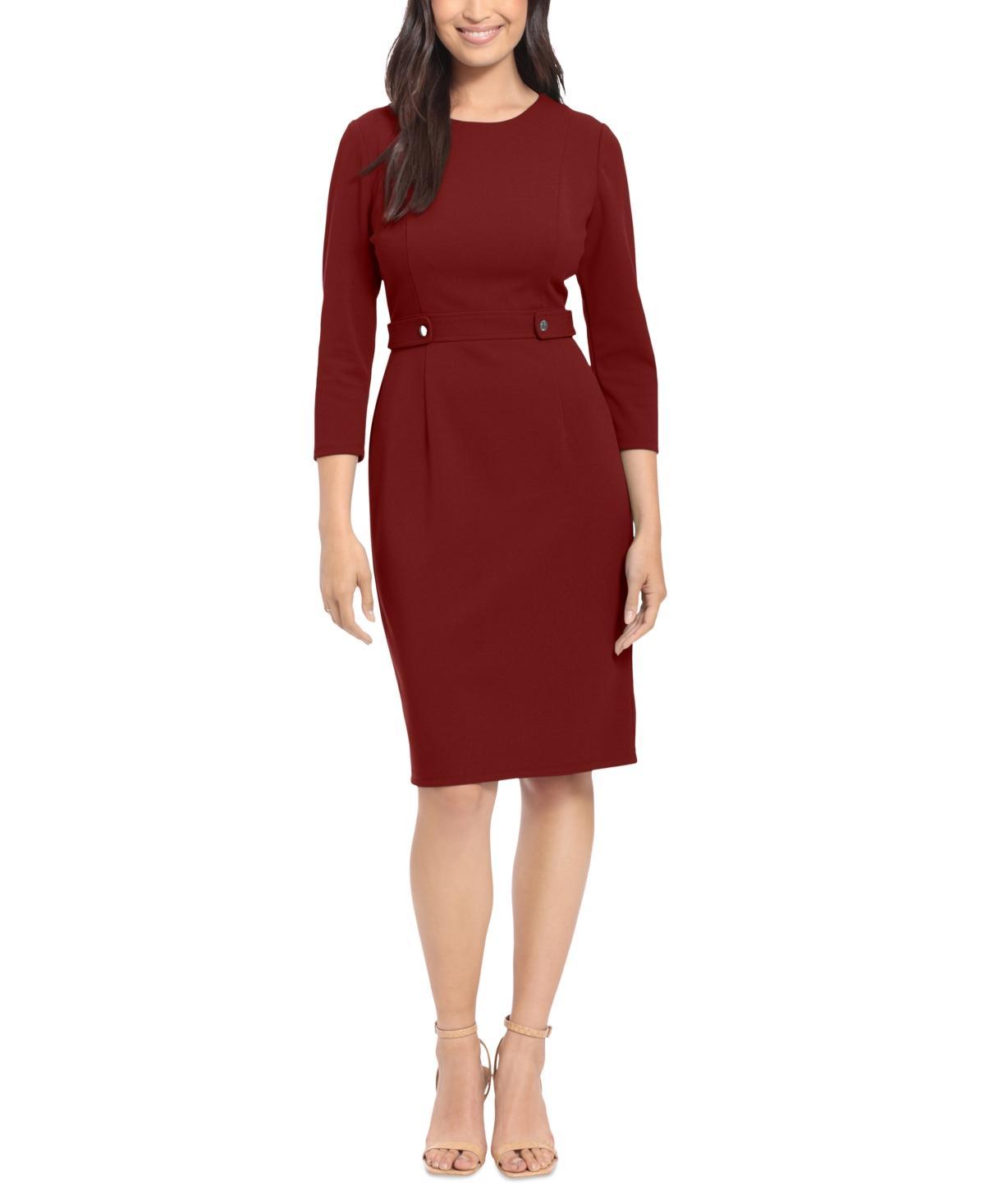 London Times Womens Jewel-Neck 3/4-Sleeve Sheath Dress Product Image