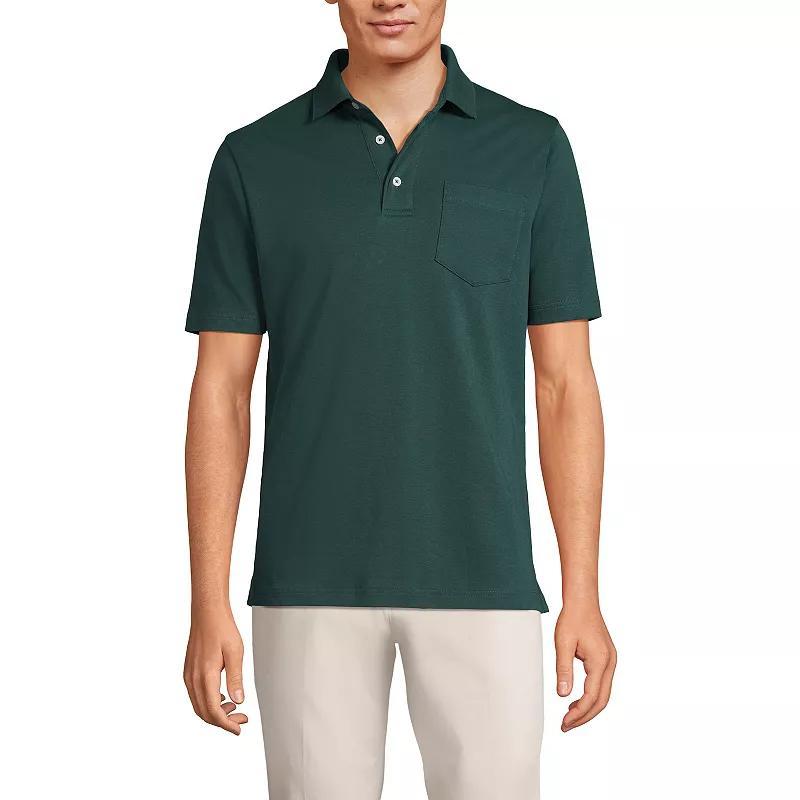 Big & Tall Lands End Super Soft Supima Pocket Polo, Mens Product Image