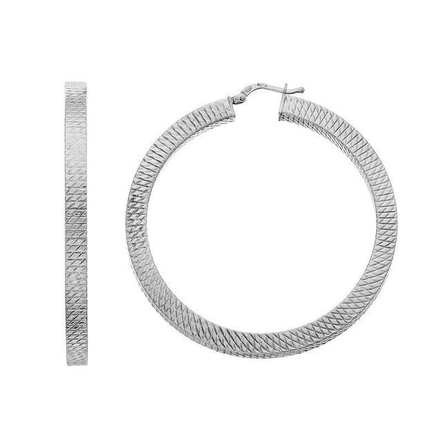 AMORE by SIMONE I. SMITH Sterling Silver Textured Hoop Earrings, Womens Product Image