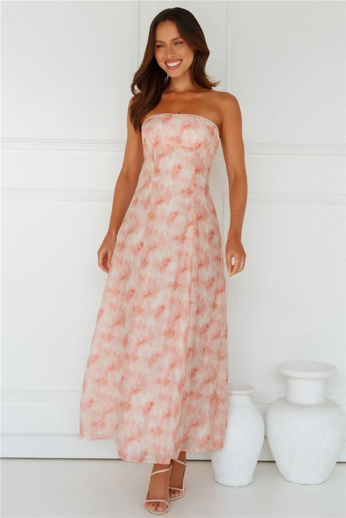 Greta Strapless Maxi Dress Pink Product Image