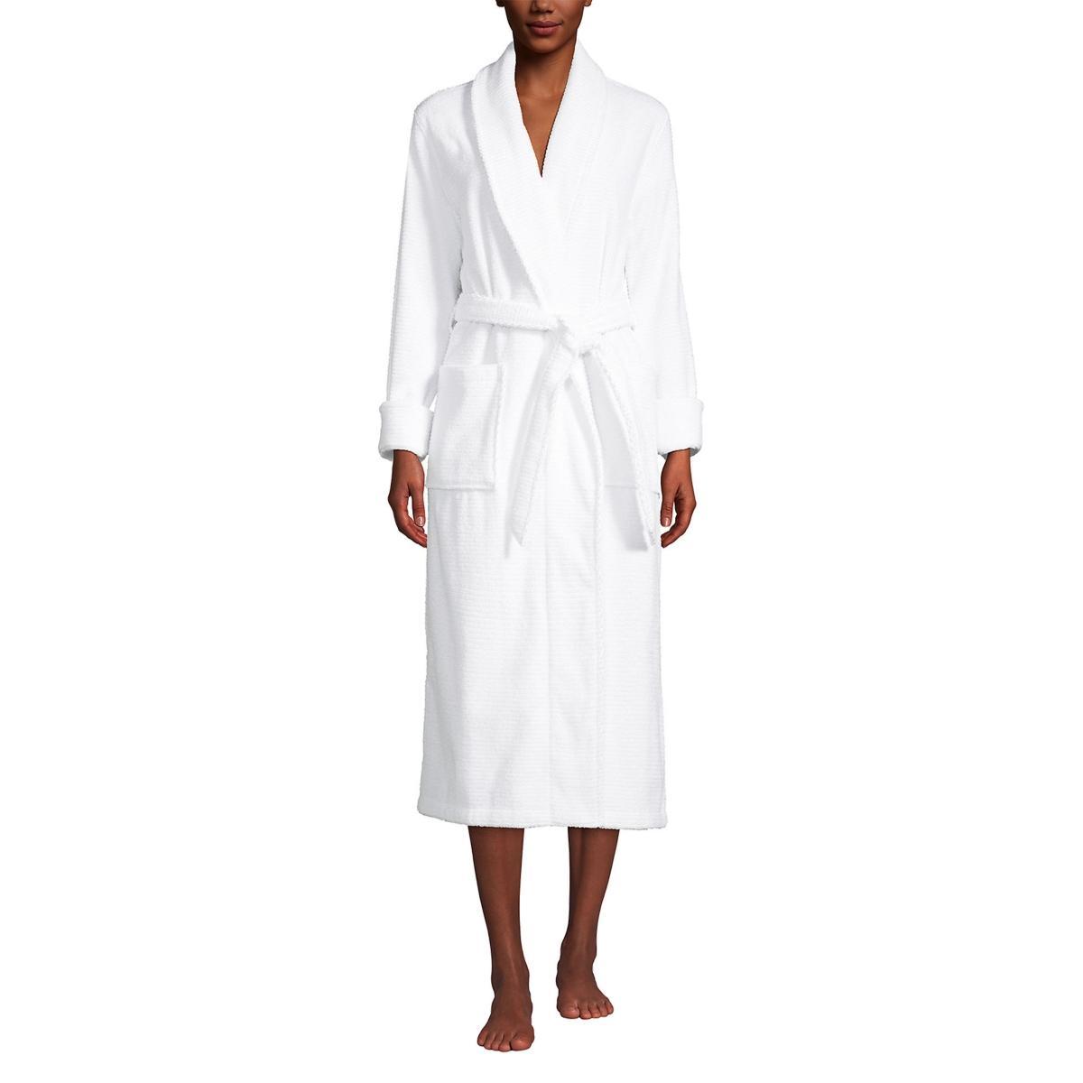 Lands End Womens Cotton Terry Long Spa Bath Robe Product Image