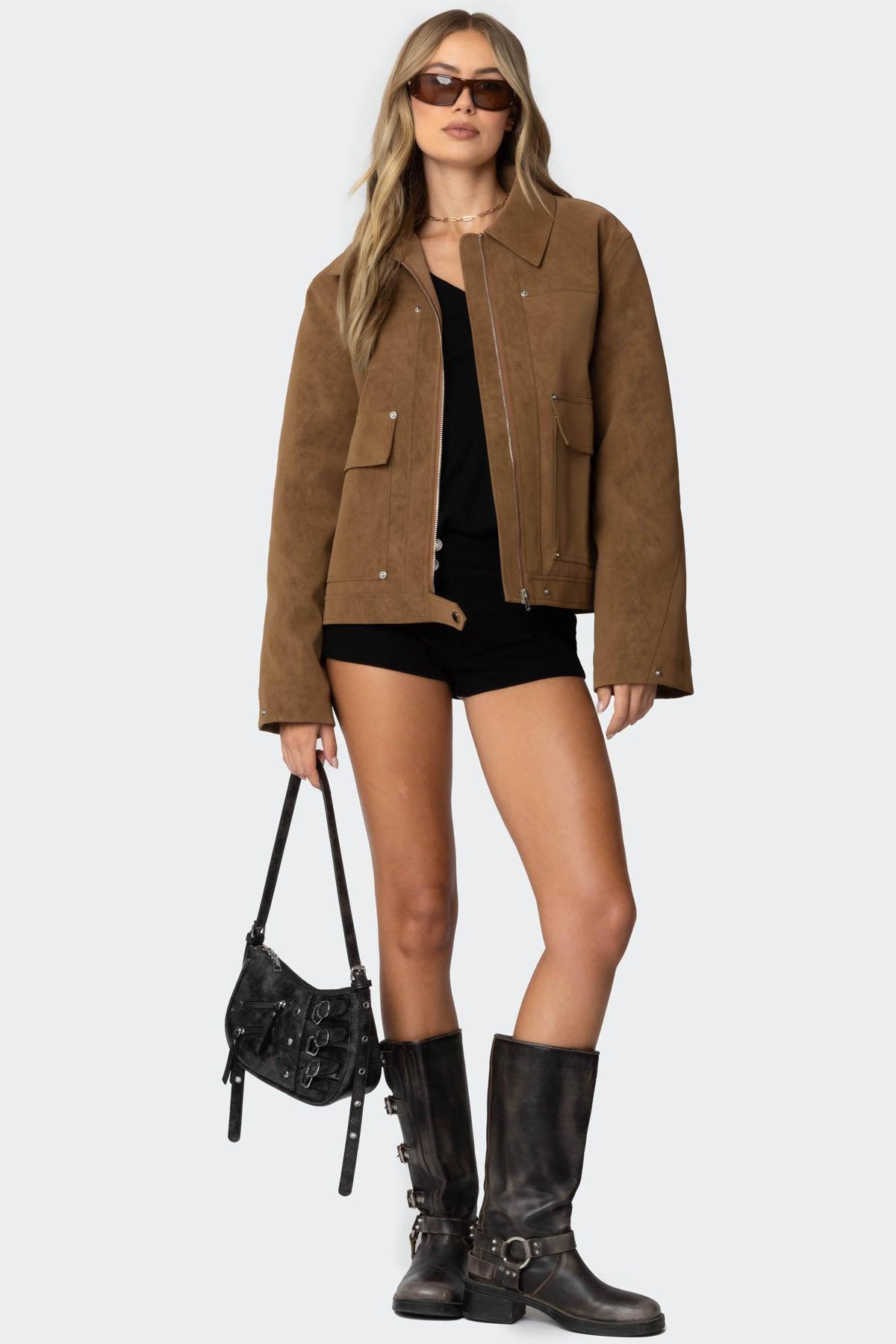 Annabelle Oversized Faux Suede Jacket Product Image