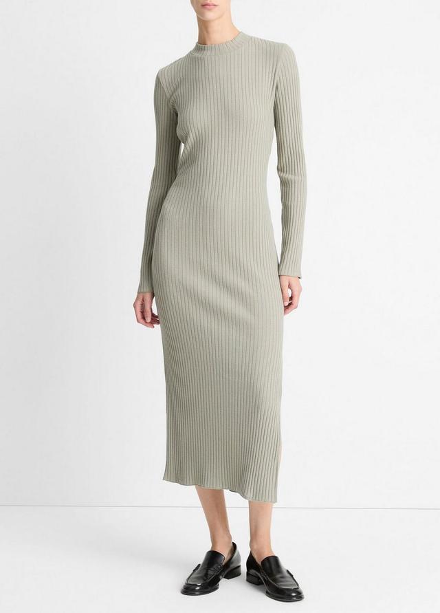 Ribbed Cotton-Blend High-Neck Dress Product Image