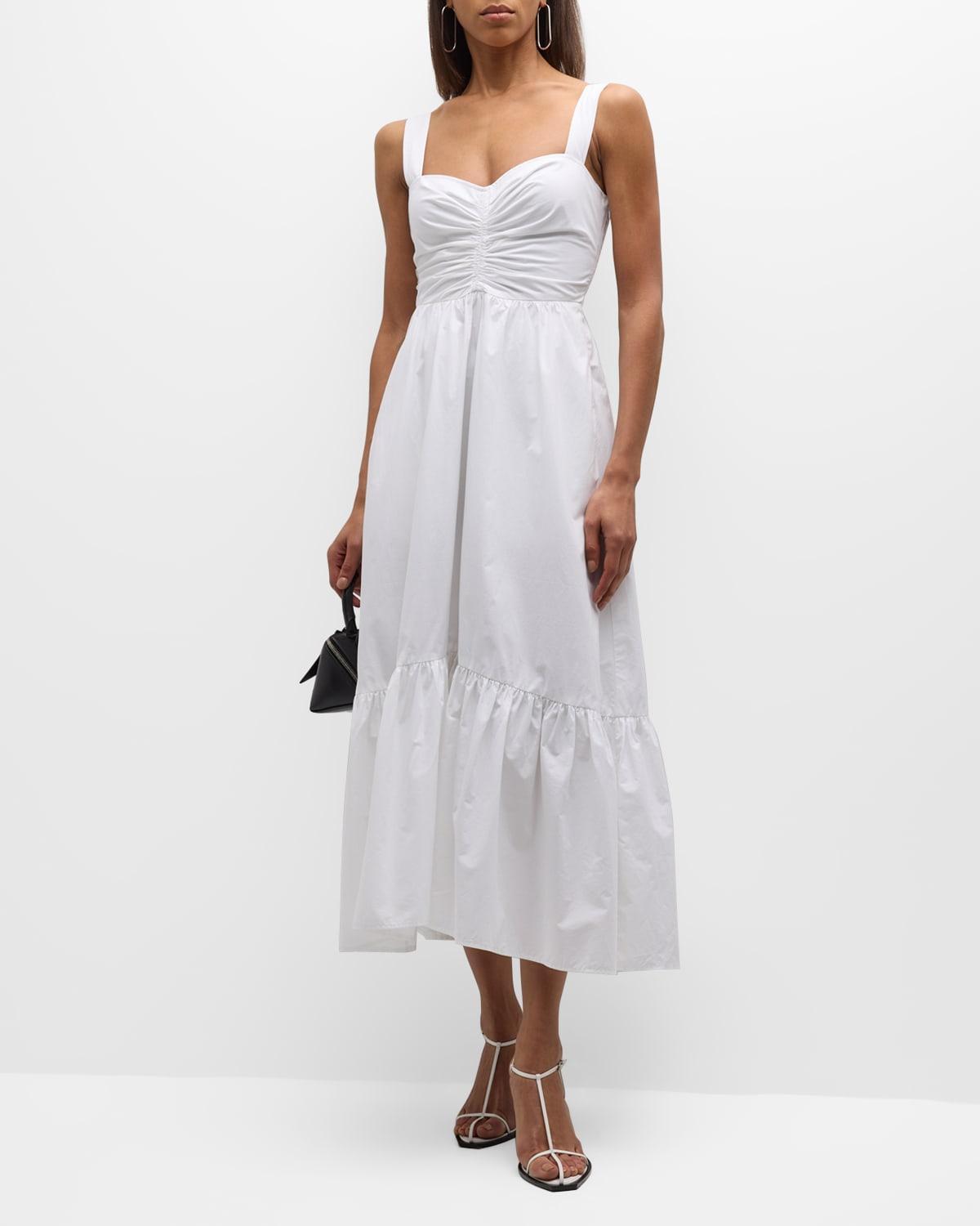 Lilah II Ruched Cotton A-Line Midi Dress Product Image