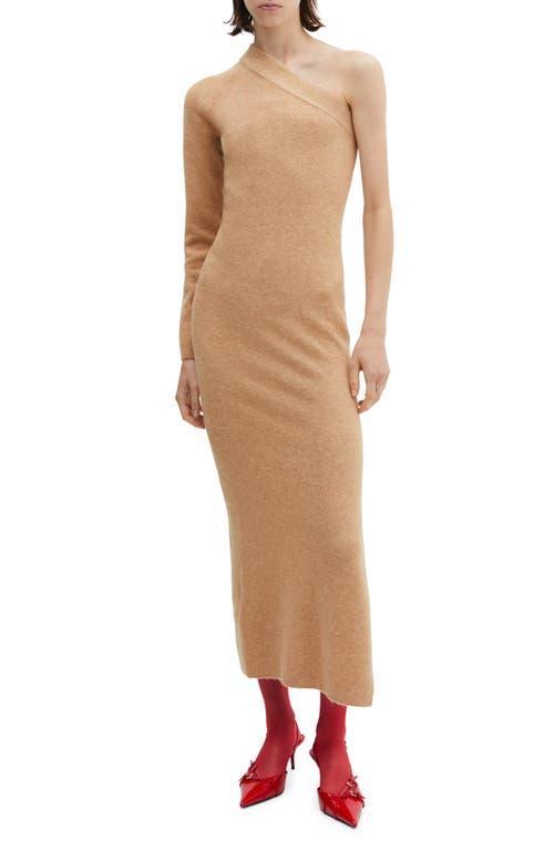 MANGO One-Shoulder Single Long Sleeve Sweater Dress Product Image