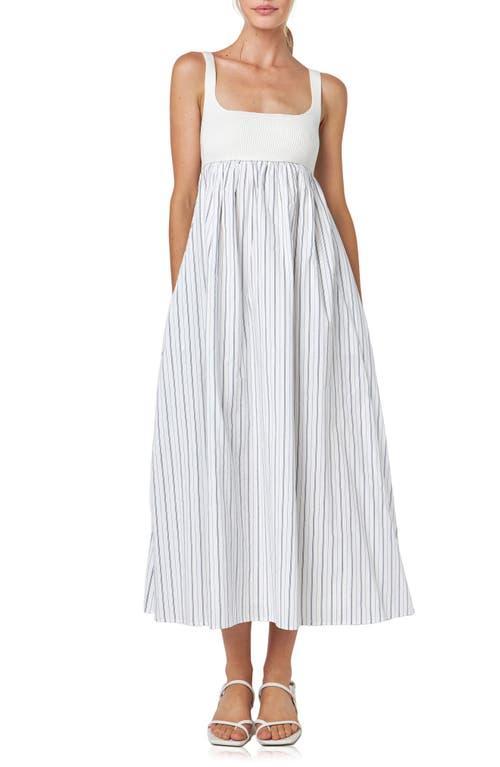 English Factory Womens Tie Back Knit Combo Striped Maxi Dress - Off white Product Image