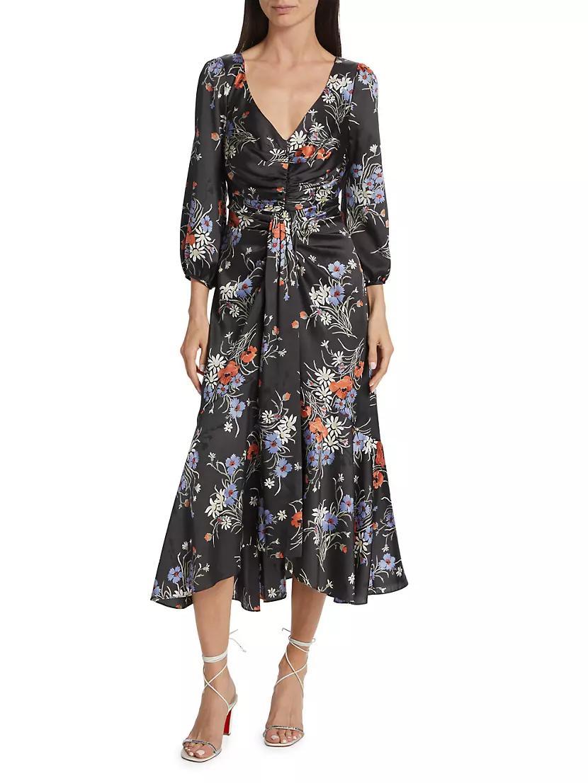 Walker Satin Floral Midi-Dress Product Image