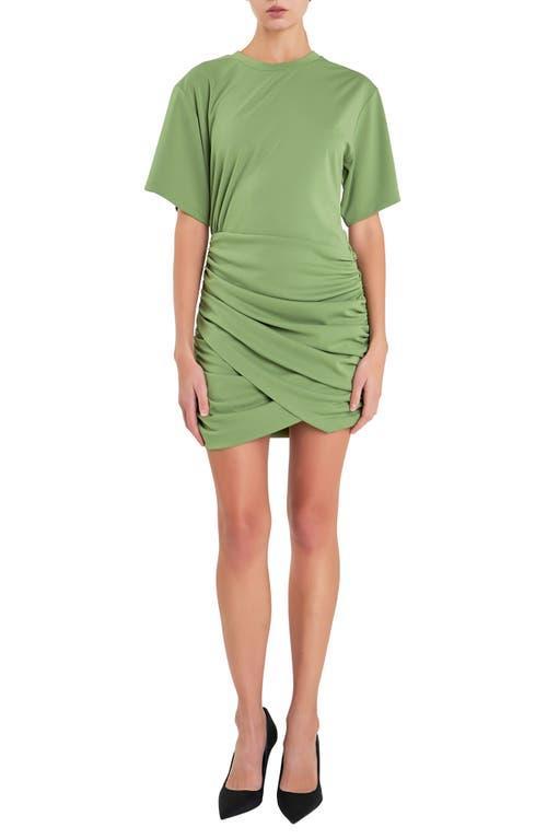 Womens Asymmetric Ruched Mini Dress Product Image