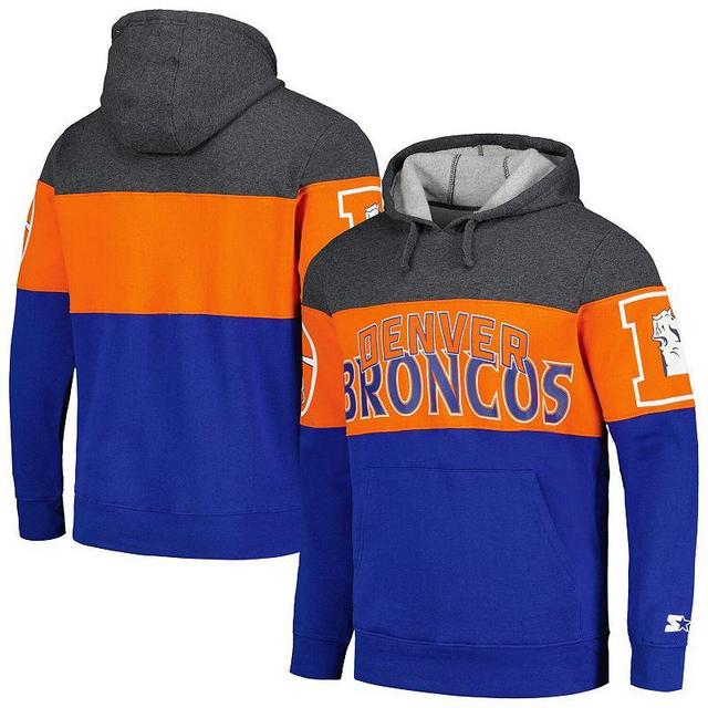 Mens Starter Royal/Heather Charcoal Denver Broncos Extreme Pullover Hoodie Product Image