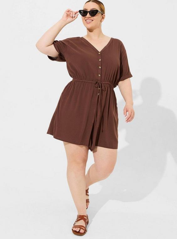 Rayon Slub Button Front Romper Product Image