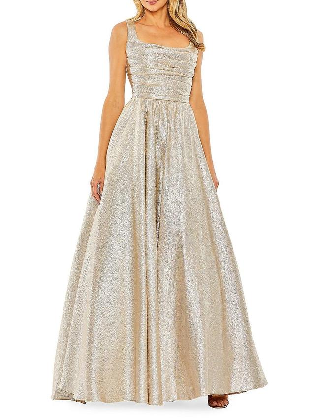 Womens Metallic Pleated Bodice Ballgown Product Image