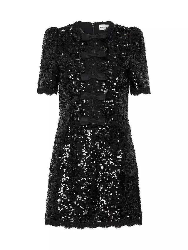 Diana Sequin-Embellished Lace Bow Minidress Product Image