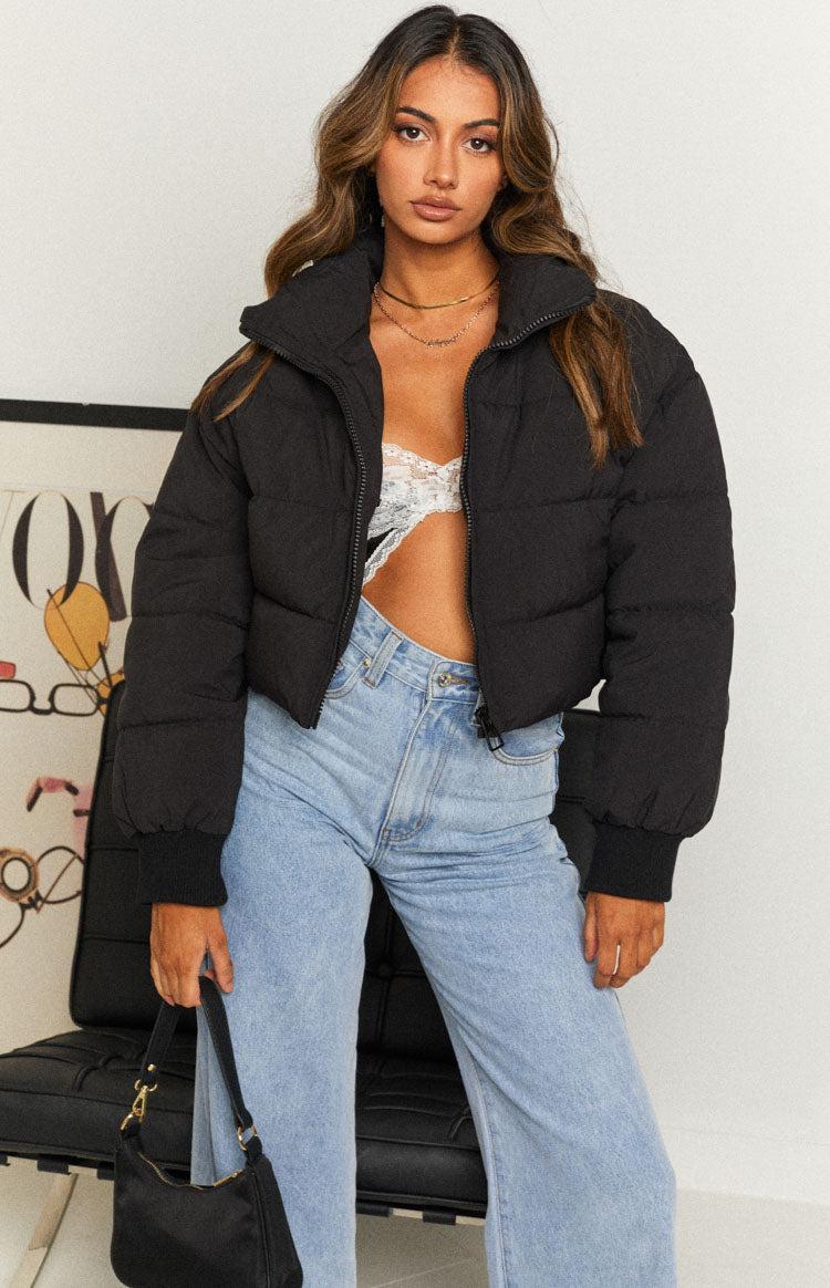 Fuego Puffer Cropped Jacket Black Product Image