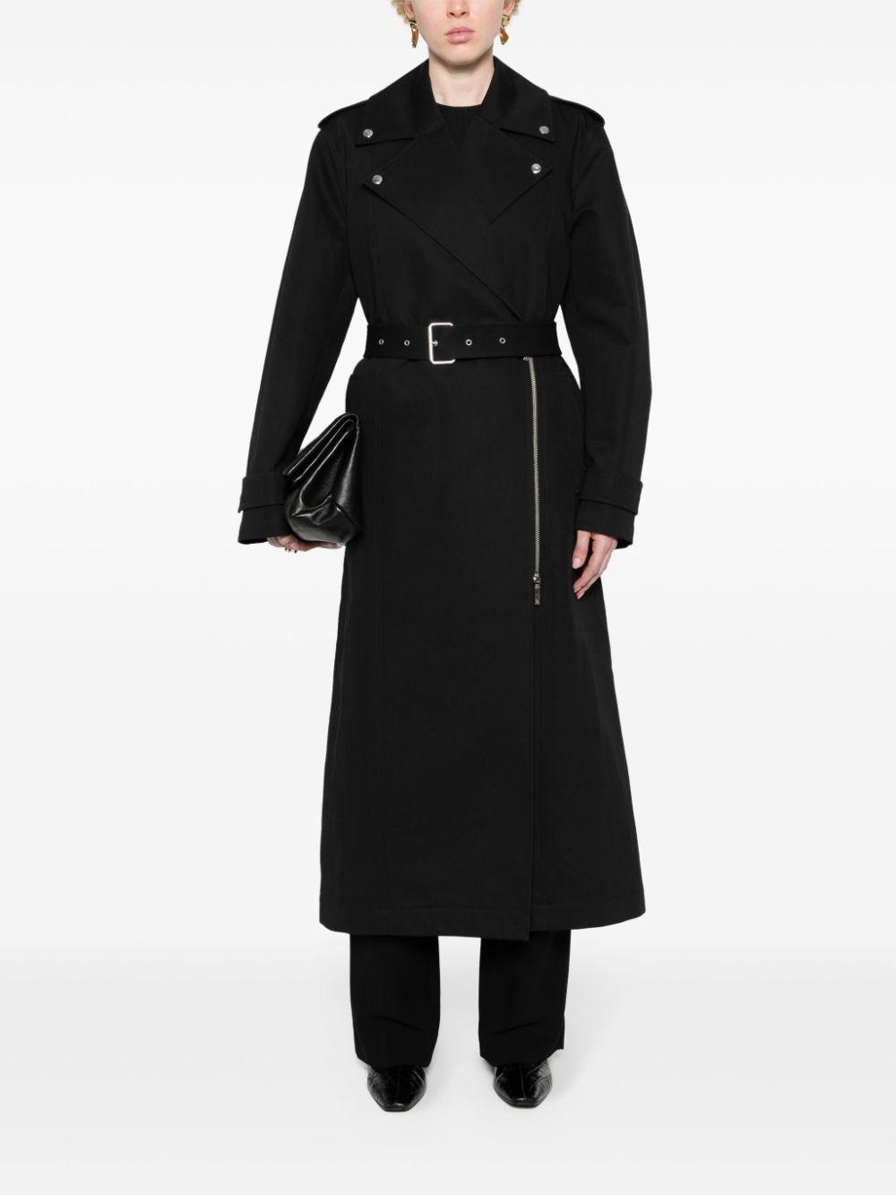 Long Belted Trench Coat In 001 Black Product Image