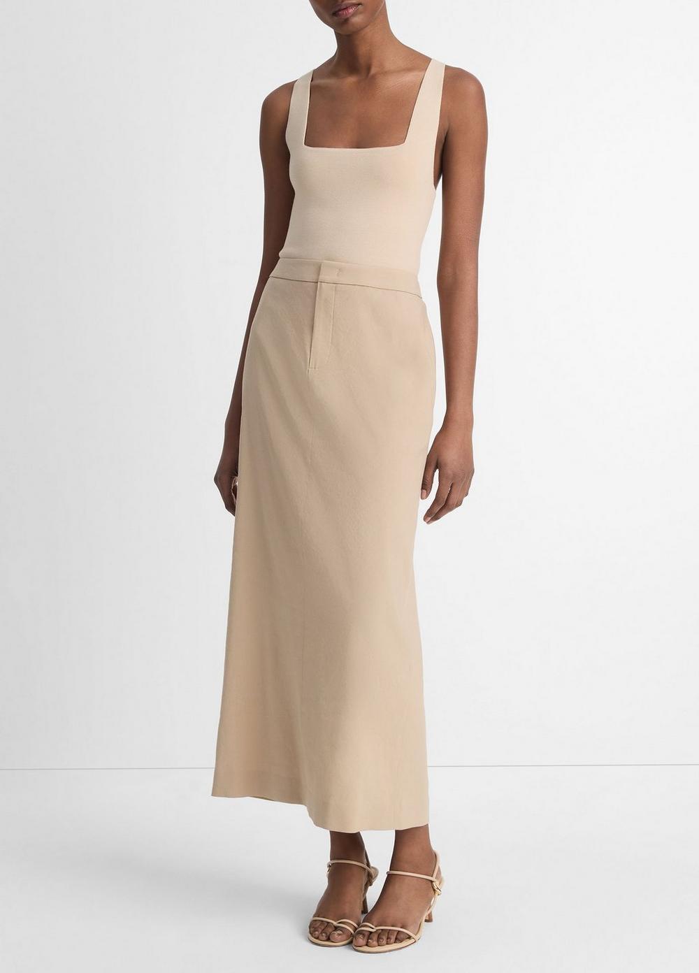 Linen-Blend Mid-Rise Maxi Skirt Product Image