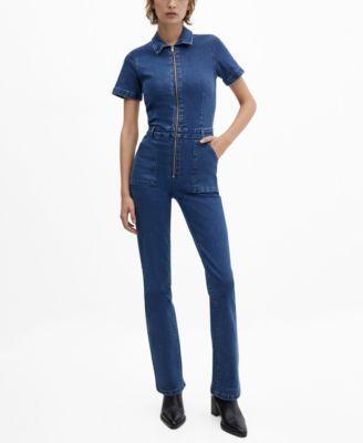 MANGO - Denim jumpsuit with zipper dark blueWomen Product Image