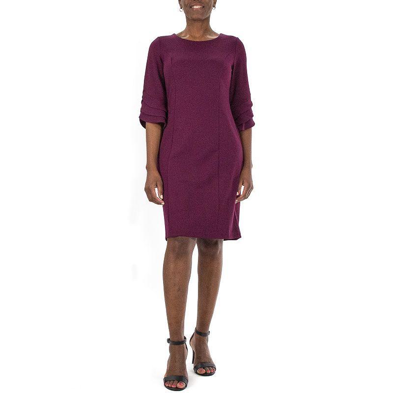 Womens Nina Leonard Tiered Sleeve Sheath Dress Product Image