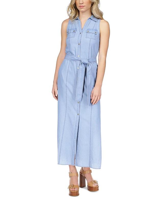 Womens Sleeveless Tie-Waist Maxi Shirtdress Product Image