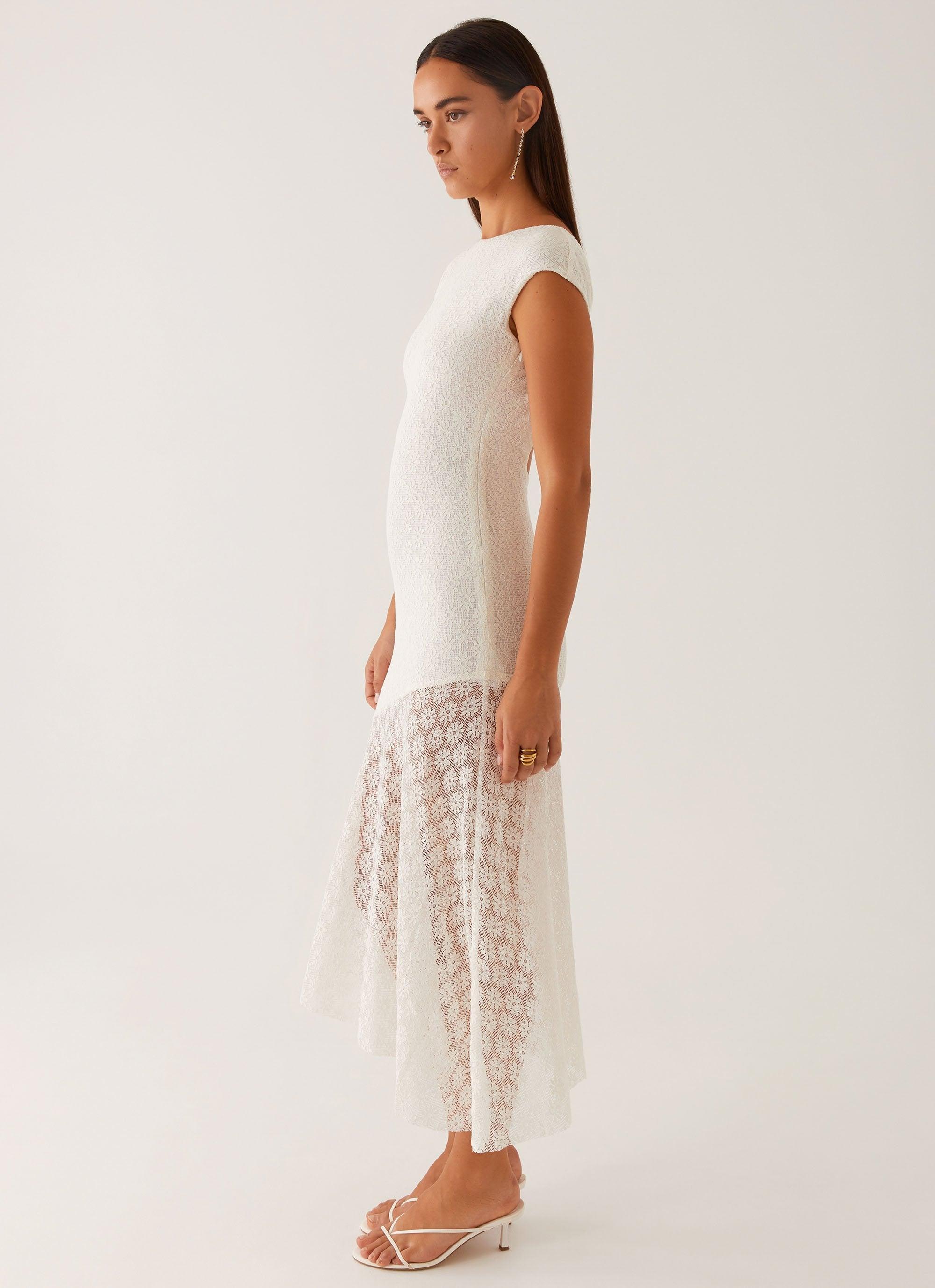 Arielle Open Back Midi Dress - White Product Image