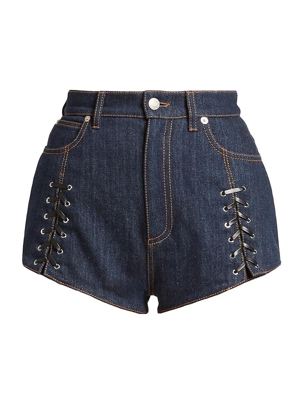 Womens Lace-Up Denim Shorts Product Image